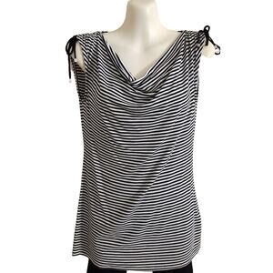White House Black Market Sleeveless Striped Cowl Neck Top Black/White, Size XS‎